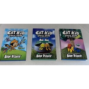 CAT KID COMIC CLUB 3x Hardcover Graphic Novels Books Dav Pilkey Like New